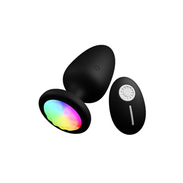 Blck Flashig Remote Control Flashing Silicone Vibrating Anal Plug