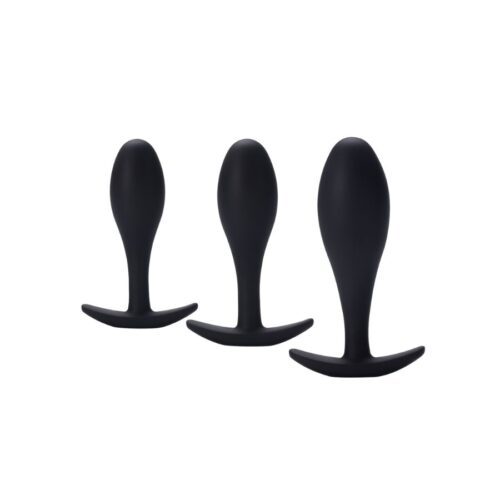 a002 main Flared Base Silicone Butt Plug Set