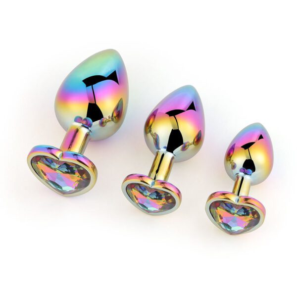 Rainbow Heart Shaped Jewelled Butt Plug