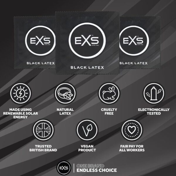 EXS Black Latex Condom Pack of 12